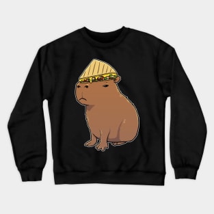 Capybara with a Quesadilla on its head Crewneck Sweatshirt